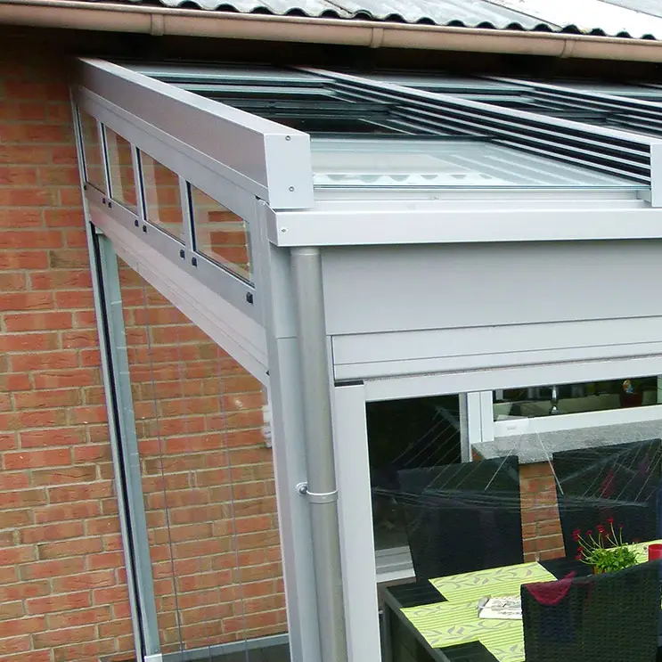 Terrassenüberdachung geneigte Dachfläche mit Rinne
